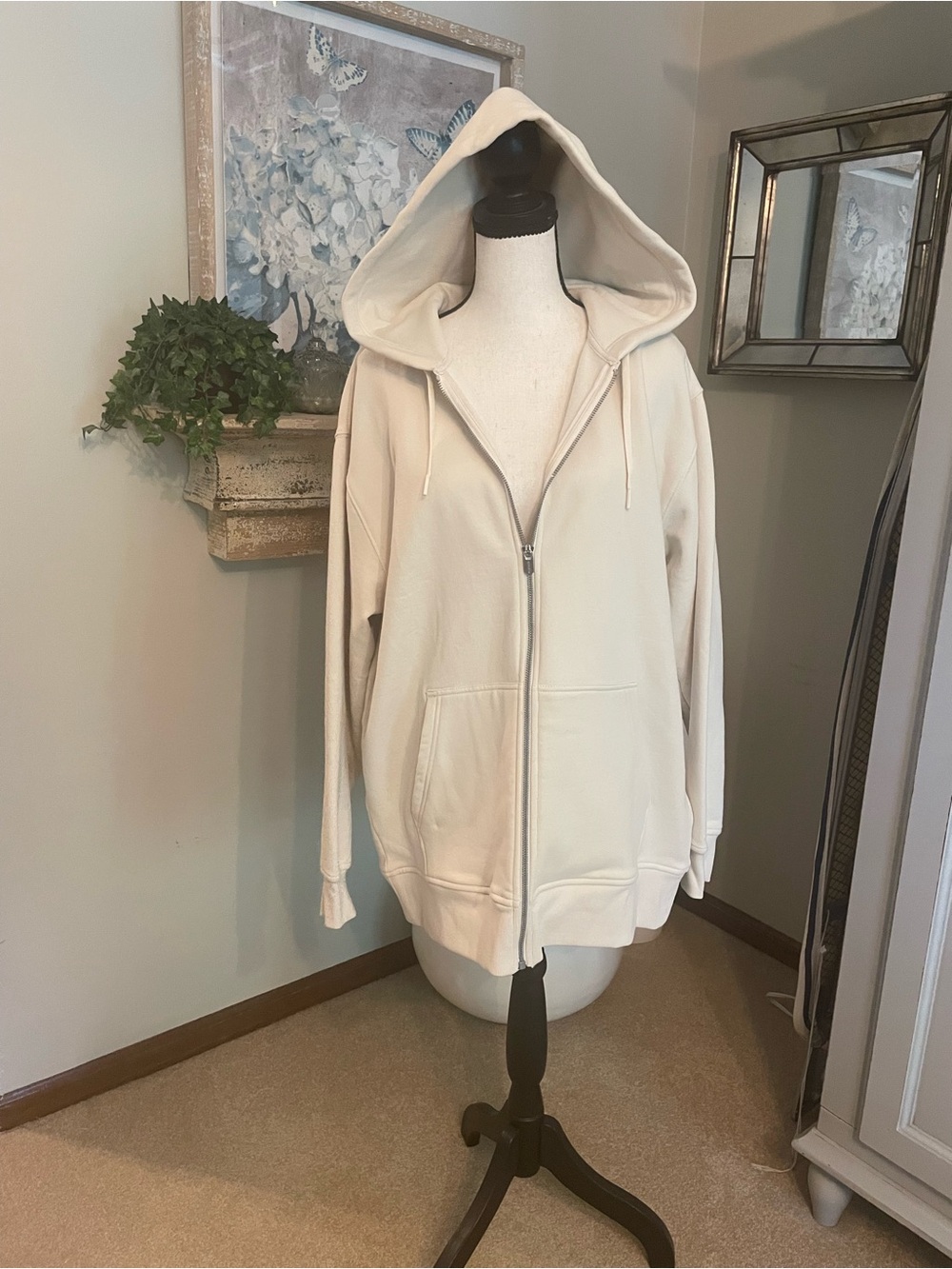 Athleta Cream Zip-Up Hoodie Jacket NWT